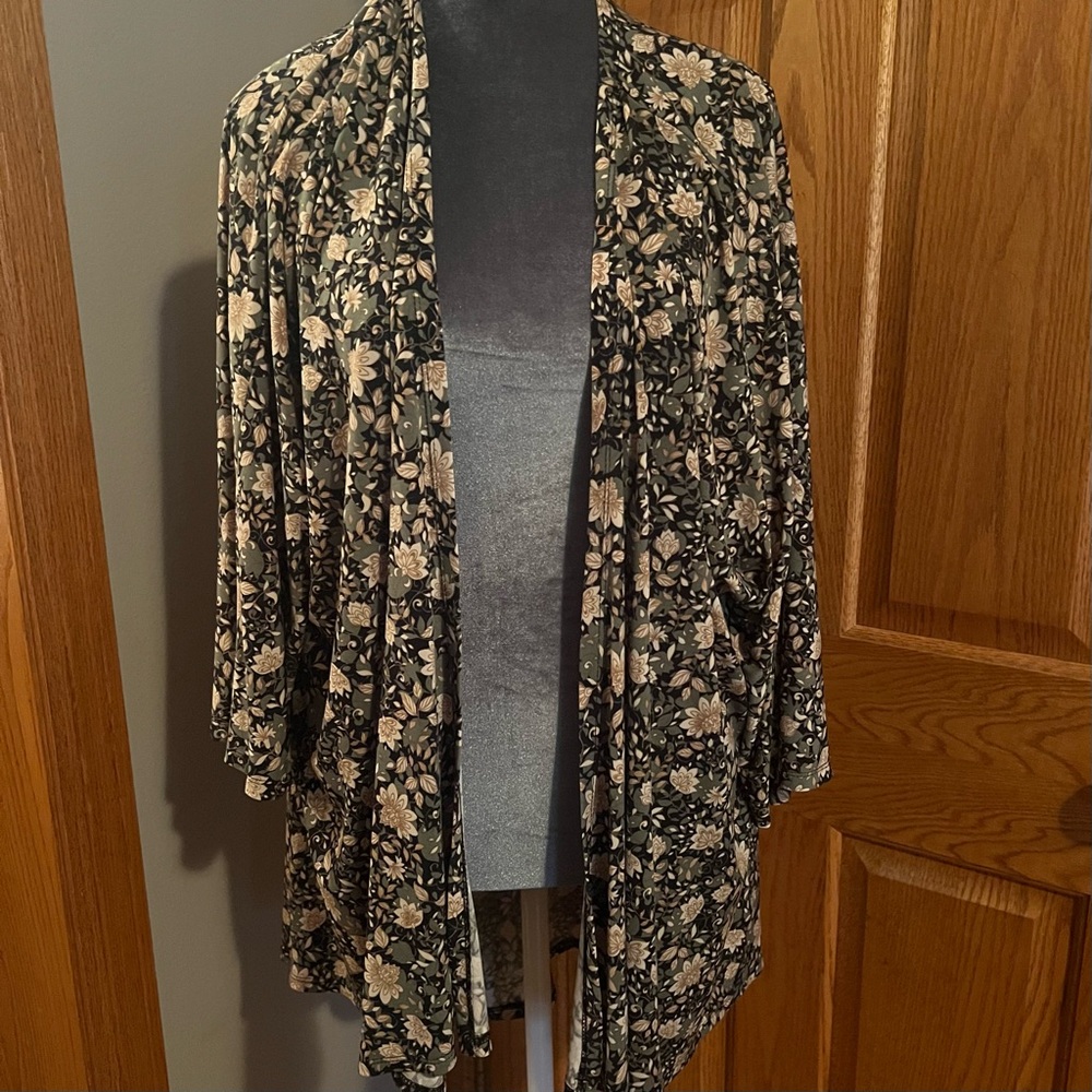 Floral Black, Olive and Cream cardigan